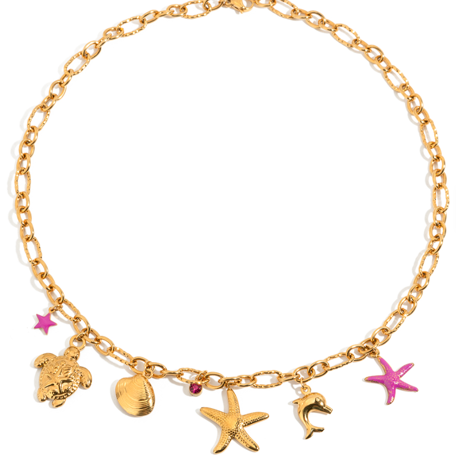 Pink Starfish Charm Necklace
