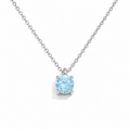 Necklace with a blue gemstone pendant on a white background