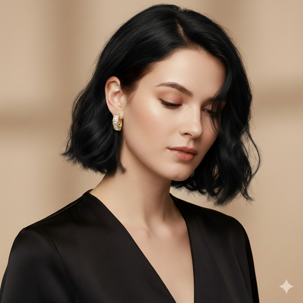 Faceted Baguette Huggies